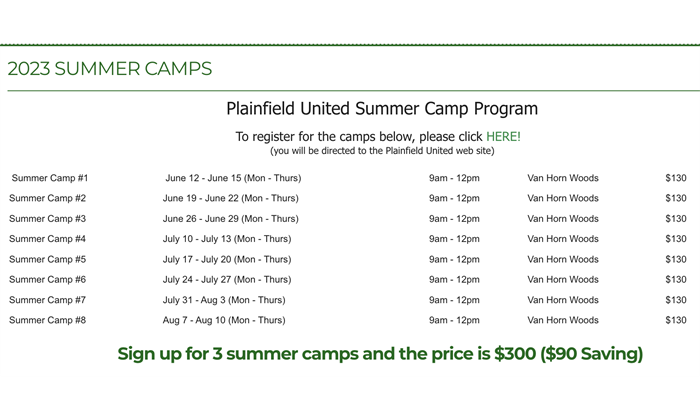 2023 SUMMER CAMPS